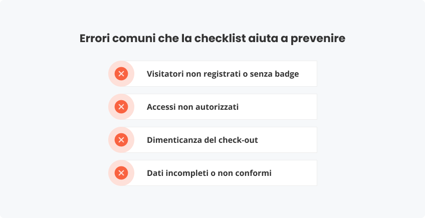 Errori comuni che checklist aiuta a prevenire
