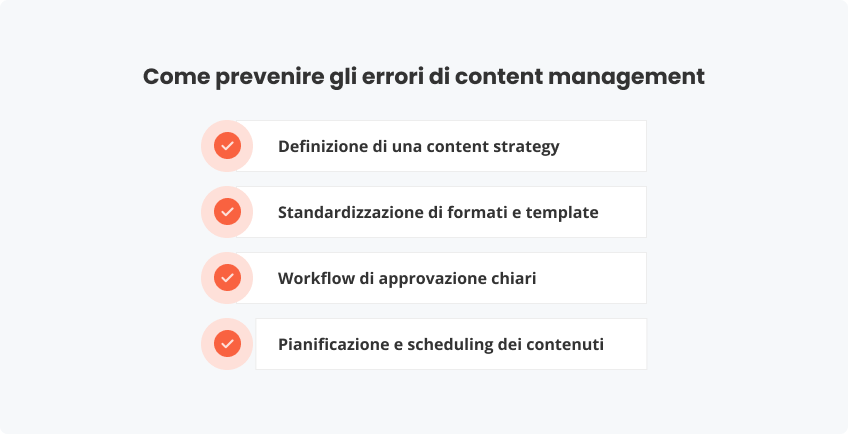 Come prevenire gli errori content management