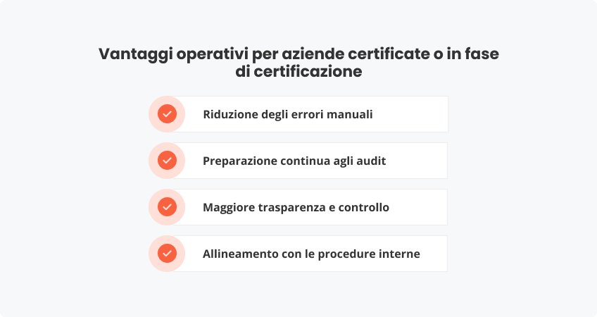 Vantaggi operativi per aziende certificate in fase di certificazione