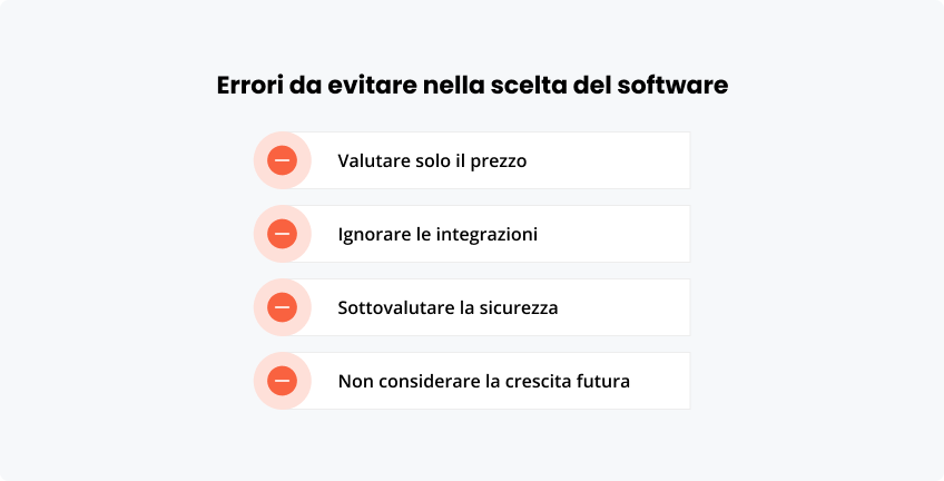 Errori da nella scelta del software
